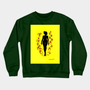 Woman with red flowers Crewneck Sweatshirt